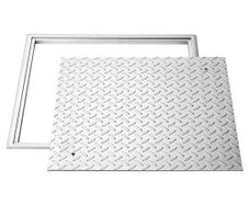 Manhole Cover with Frame, 600 x 600mm Square Septic Tank Lid with Base, Heavy-Duty Slip-Resistant Carbon Steel Drain Channel Inspection