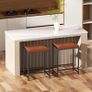 Bar Stools, Bar Chairs, Counter Height Kitchen Counter Stools with Footrests, Synthetic Leather Mid-Century Modern, 25-Inch Tall, for Kitchen, Dining Room, Counter, Cafe Image 2