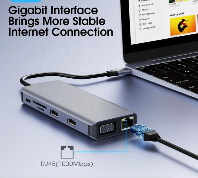 4k 12 in 1 USB-C Hub Docking Station PD Charging Data Transfer