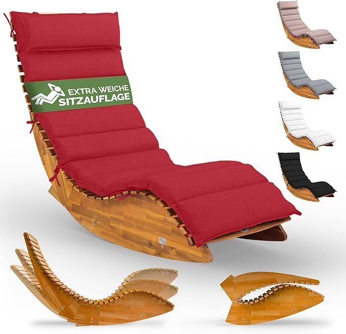 Sun Lounger with Cushion FSC Certified Swing Lounger Set for Balcony, 195 x 60 cm