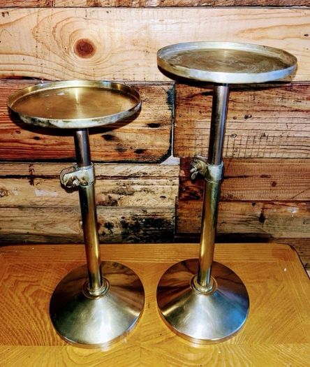Antique brass and copper plant stands