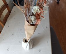 Boho Dried Floral Arrangement with Ceramic Swirl Vase