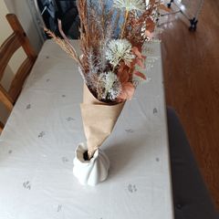 Boho Dried Floral Arrangement with Ceramic Swirl Vase