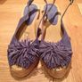 Navy Faux Suede Peep Toe Wedge Size 5 Image 3