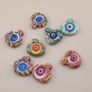 Vintage Venetian Style Feather Desgin Eyes Glass Bead Pendant Image 2