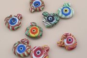 Vintage Venetian Style Feather Desgin Eyes Glass Bead Pendant