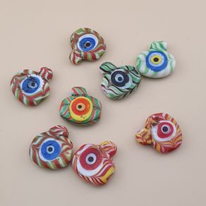 Vintage Venetian Style Feather Desgin Eyes Glass Bead Pendant
