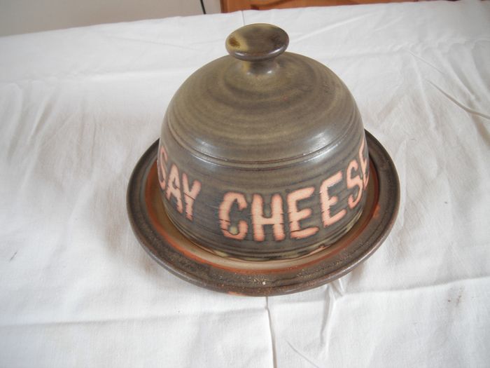 Pottery Cheese Plate and Cover