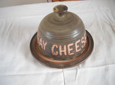 Pottery Cheese Plate and Cover