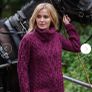 Womens Merino Wool Aran Jumper - Berry colour - Size M UK 10 - RRP 113 Image 2