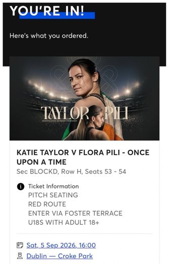 Katie Taylor vs Flora Pili 2 Premium Pitch tickets