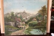 Vintage French Oil Painting On Canvas, Original Mid Century Impressionist European Landscape, Signed Ballet No 15 Paysage,