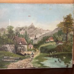Vintage French Oil Painting On Canvas, Original Mid Century Impressionist European Landscape, Signed Ballet No 15 Paysage,