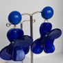 Cobalt Blue Lucite 3D Floral Earrings Image 10