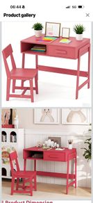 New, never used, unassembled children's study desk and chair set, still in the box.