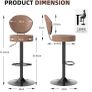 Bar Stools Set of 3 Faux Leather Breakfast Bar Stools  Brown Ergonomic Bar Stools, Height Adjustable, 360 Swivel, with Backrest, Faux Leather, 8 cm thick seat, Effortlessly Clean Image 2