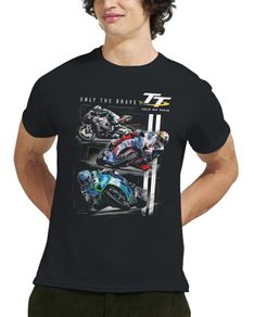 Isle Of Man TT Races T-Shirt  Only The Brave Heavyweight Cotton Tee