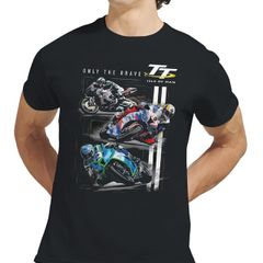 Isle Of Man TT Races T-Shirt  Only The Brave Heavyweight Cotton Tee