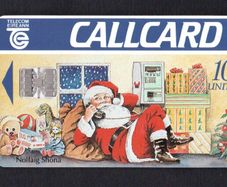 1993 Ireland 10 Unit Christmas Callcard wishing their customers a Happy Christmas (Schlumberger) Call Card Used. Telecom Eireann card number 1054
