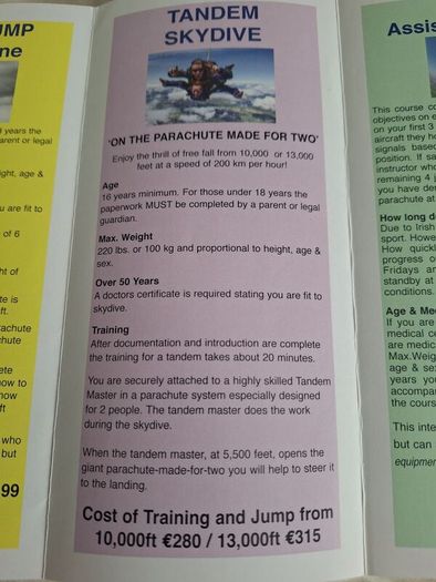Sky jump voucher