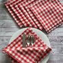 Napkins. Checkered napkins. Little hearts on gingham background. Set of 4,6,8 Image 3