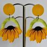 Open Arch Upside Down Yellow Sunflower Drop Earrings Image 3