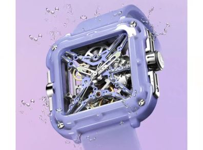 Award Winning CigaDesign X Series Automatic Ceramic Square Watch in Lilac