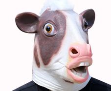 Rubber novelty Halloween cow mask.