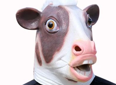 Rubber novelty Halloween cow mask.