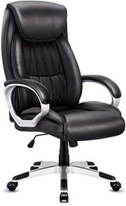 Adjustable High-Back Executive Office Chair, Faux Leather Large Seat Computer Desk Chair, Ergonomic Design Seat Height, Synchro Tilt Mechanism