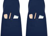 Pack Unisex Adjustable Bib Apron with 2 Pockets Cooking Kitchen Chef Women Men Aprons for Home Kitchen, Restaurant, Coffee house (Blue, Polyester)