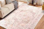 160 x 230 cm, Washable Rug Bedroom, Boho Short Pile Dining Room, Oriental Rugs, Soft Non-Slip Rugs for Kitchen, Children's Room, Pink