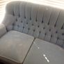 Antique Dutch sofa blue buttoned back with 4 cushions and 2 arm covers Image 2