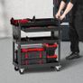 4-Tier Tool Cart with Wheels, 350 lbs Load Capacity, Rolling Work Cart with Drawer & Pegboard, Mechanic Tool Storage Organizer with Locking System for Garage, Warehouse and Repair Shop, Black Image 8