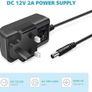 12V 2A Power Supply Adapter,Universal AC DAC/DC Converter Adapter Driver Transformer UK Plug 5.5 x 2.5mm(Compatible with 5.5 x 2.1mm) for LED light CCTV Camera Image 2