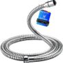 Shower Hose 1.7m, Ibergrif Stainless Steel Shower Pipe Anti Twist, Anti-Kink, Leakproof Universal Standard Fit G1/2 Replacement Hose with Brass Connectors and Washers, Chrome -Silver Image 2