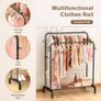 NEW SALE | Clothes Rail Metal Double Pole Garment Rack Multifunctional Clothes Racks with Shelves for Hanging Clothes,Suitable for Home Bedroom Image 2