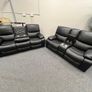 Rita Black Leather Manual Recliner Sofa Image 7