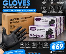 Black Nitrile Gloves 1000pcs Case 10x100 Professional Hygiene
