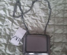 zara small silver handbag
