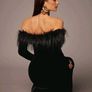 Long velour dress with fur Image 5