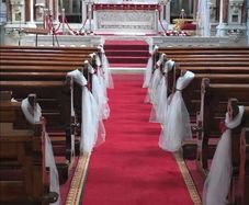 pew ends artificial flowers