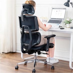 Ergonomic Office Chair  Breathable High Back Armchair with Mesh Lumbar Support, 130 Tilt Backrest, Adjustable Seat Depth & 3D Armrest - Big and Tall, Swivel Rolling, Supports Up to 330 LBS