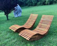 Rocking Sun Loungers Acacia Wood