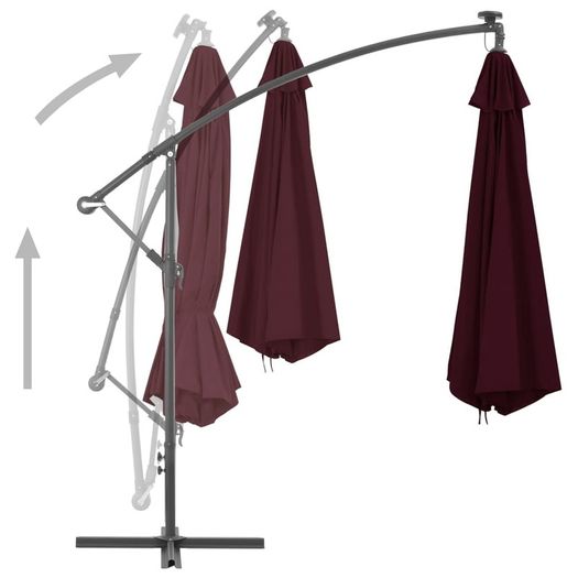 Cantilever Umbrella with LED Lights Bordeaux Red 350 cm