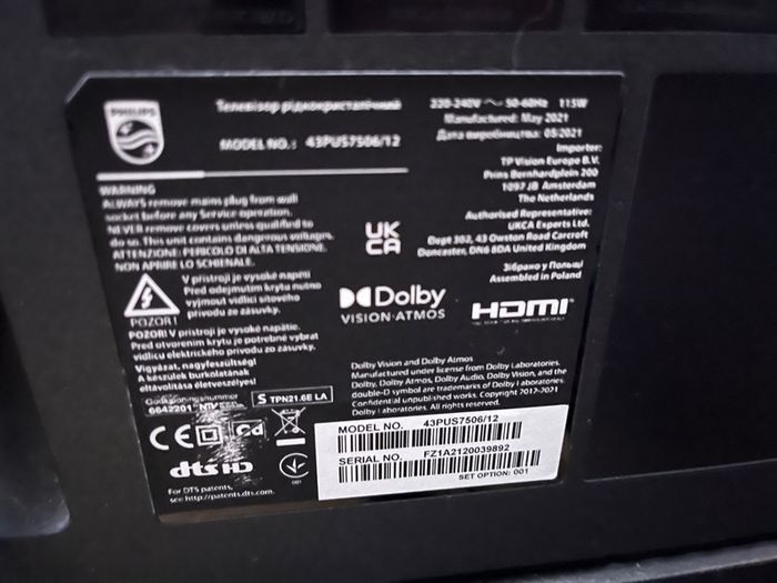 4K Ultra HD Smart TV 43" - Phillips 43PUS7506/12
