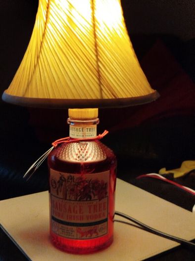 Handcrafted Sausage Tree Irish Vodka Bottle Lamp - Unique Home Decor
