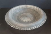 Beautiful Vintage Pressed Glass Cake Stand or Fruit Bowl in Frosted Un-Coloured Glass