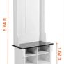 Wooden Hall Tree with Bench and Shoe Storage, White Hall Tree with Coat Rack, Adjustable Shelves and 5 Hanging Hooks Image 6