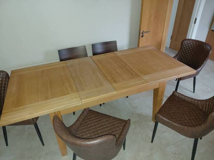 Matching solid wood table and dresser